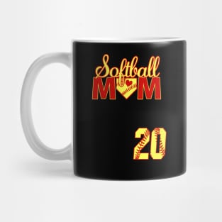 Softball Mom #20 Softball Jersey Favorite Player Biggest Fan Heart Twenty Mug